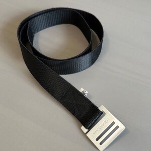 Eddie Bauer Black Webbing Belt with Brushed Silver Buckle